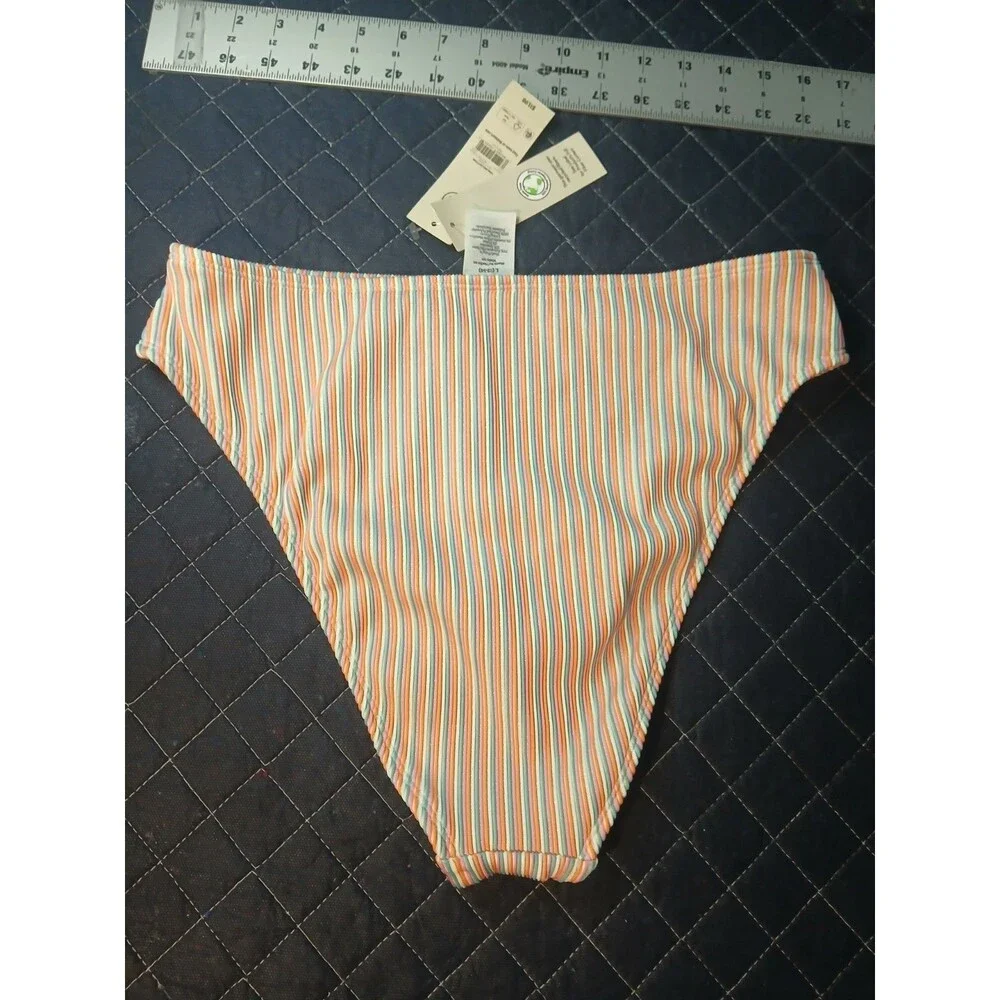 No Boundaries Tanlines Bottom Multi Stripe Swim Suit Womens Size L Large